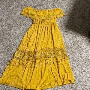 Mustard Long Off Shoulder Dress Size XL